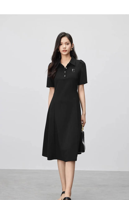 Polo Collar Casual Letter T-Shirt Dress