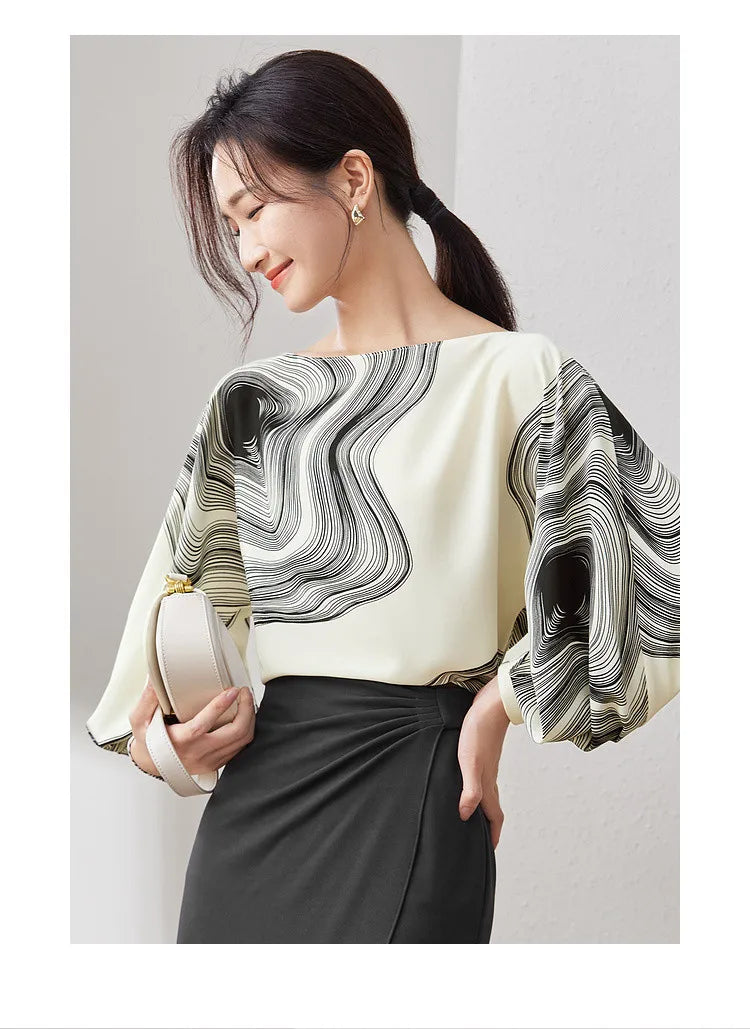 Chic Loose Long Sleeve Chiffon Blouse & Top