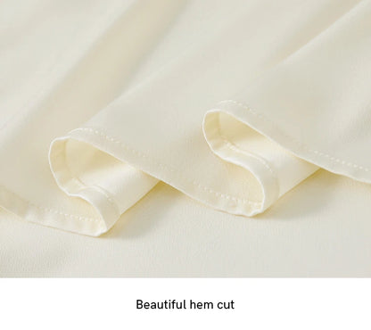 Elegant Swing Collar Satin Blouse with Chain Detail