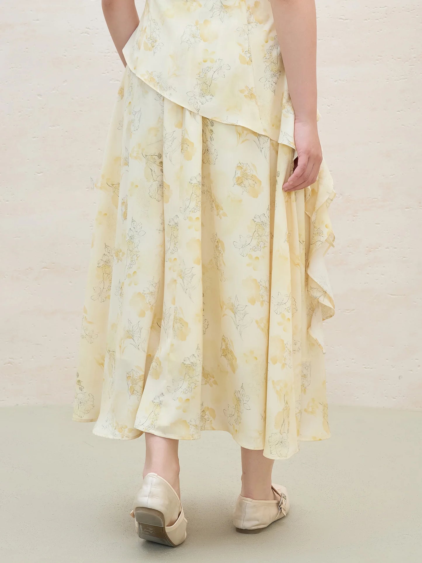 Floral Ruffled Top & Skirt Two-piece Set