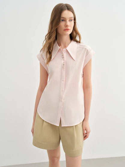 Slim Pink Minimalist Button-Up Shirt & All-Match Top