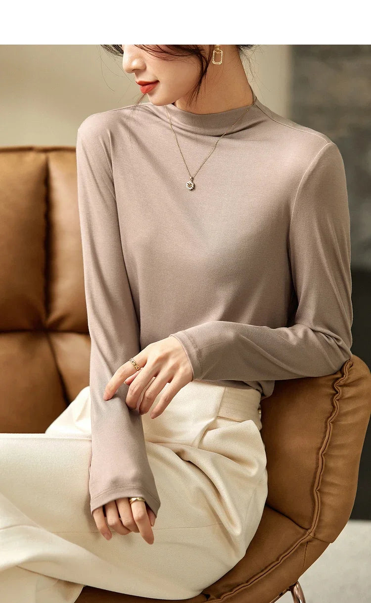 Soft Slim Long Sleeve Basic Tee Shirt