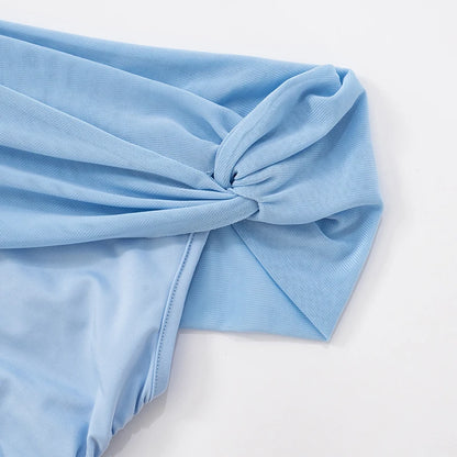 Twisted Mesh Patchwork Strapless Tank Top