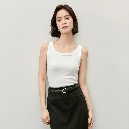 Slim Fit U Collar Knit Tank Top & Casual Tee