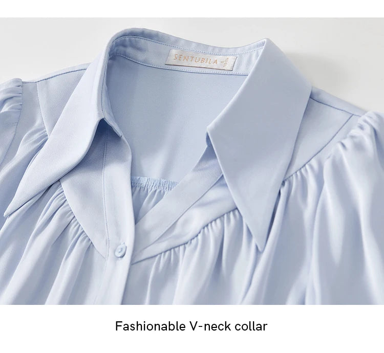 Elegant Loose Lapel Satin Long Sleeve Blouse