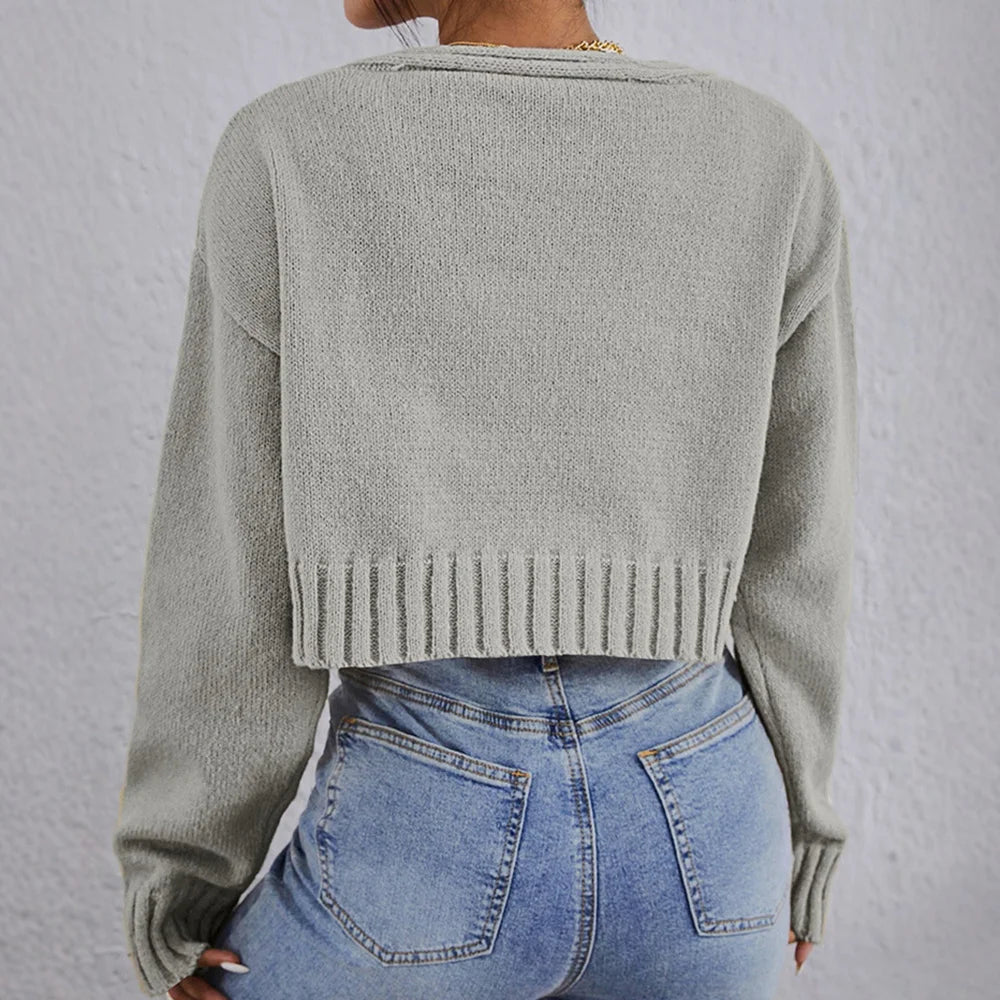Solid Color Long Sleeve Square Neck Top