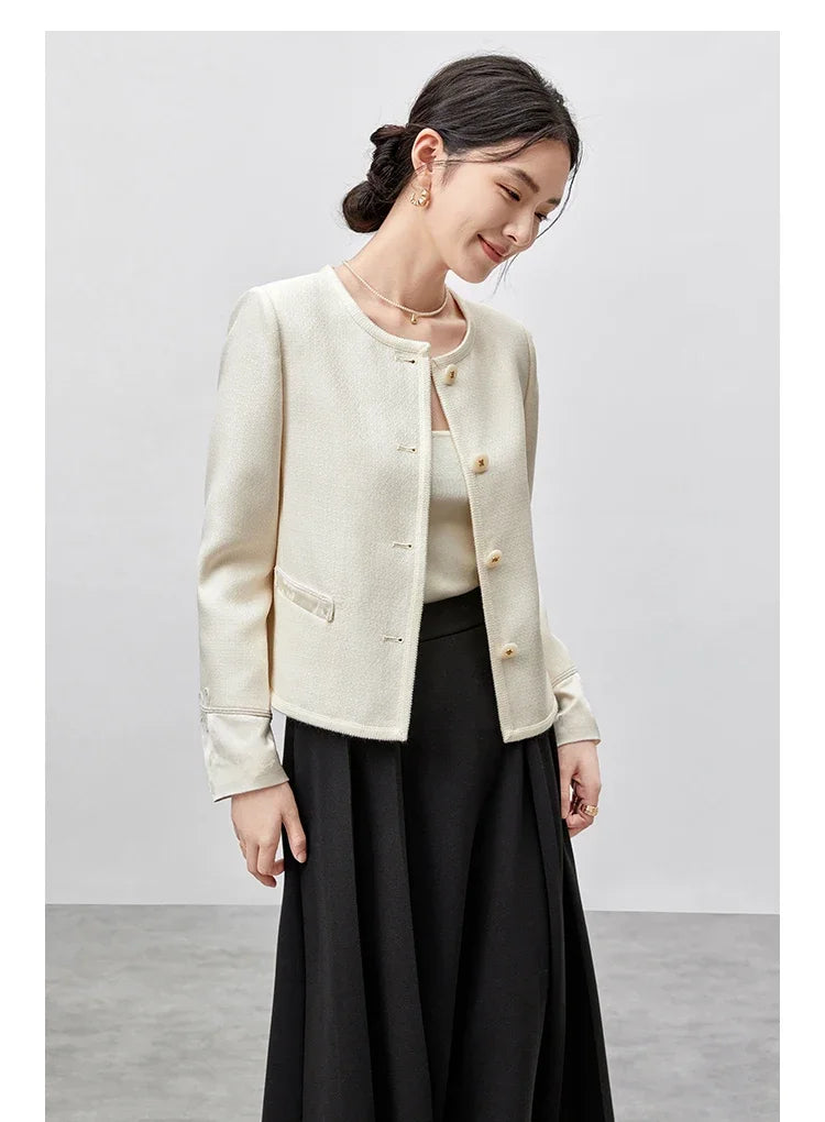 Elegant Round Neck Short Coat