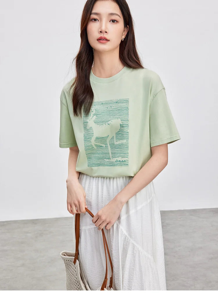 Cozy Round Neck Short Sleeve Loose Fit T-shirt
