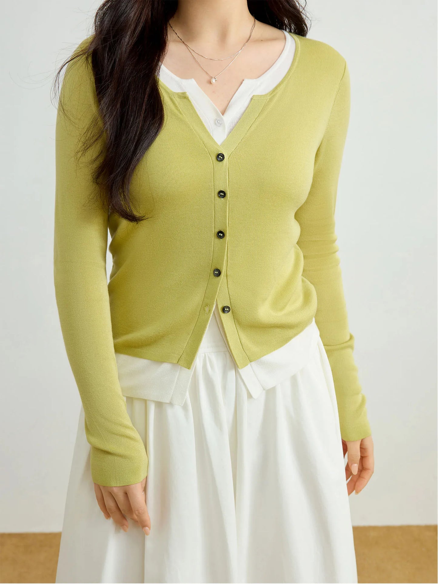 Contrast Color Knitted Pullover & Inner Top