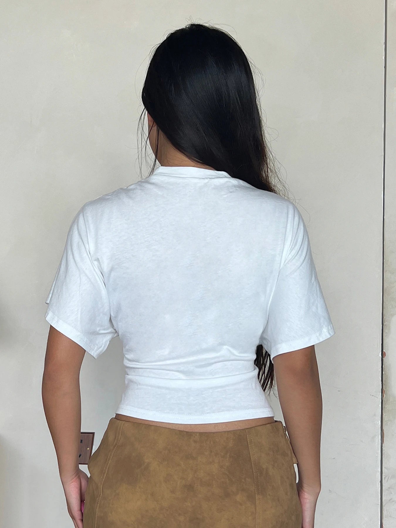 Elegant Casual Solid Folded O-Neck Short Sleeve Tee