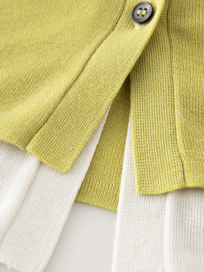 Contrast Color Knitted Pullover & Inner Top