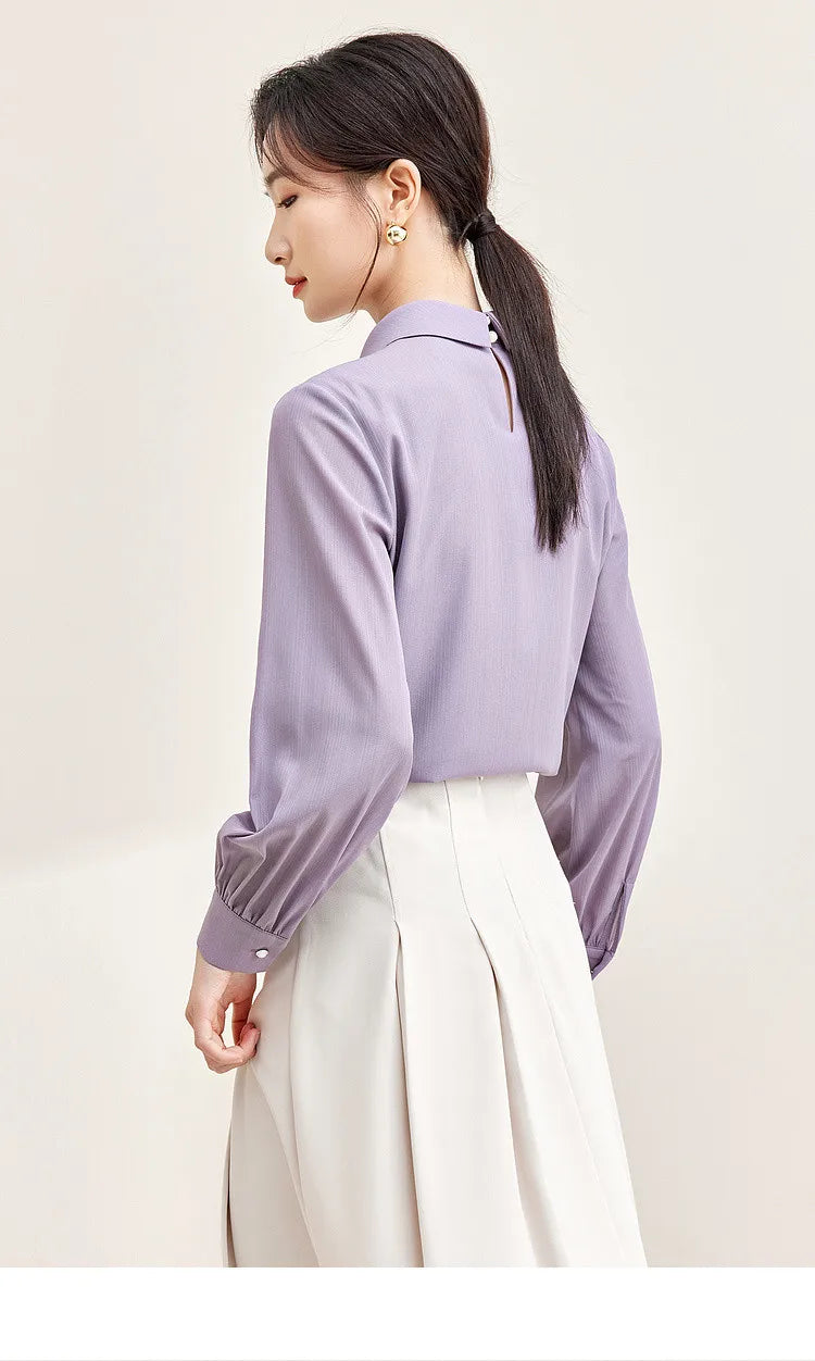 Elegant Bow Neck Chiffon Blouse & Long Sleeve Top