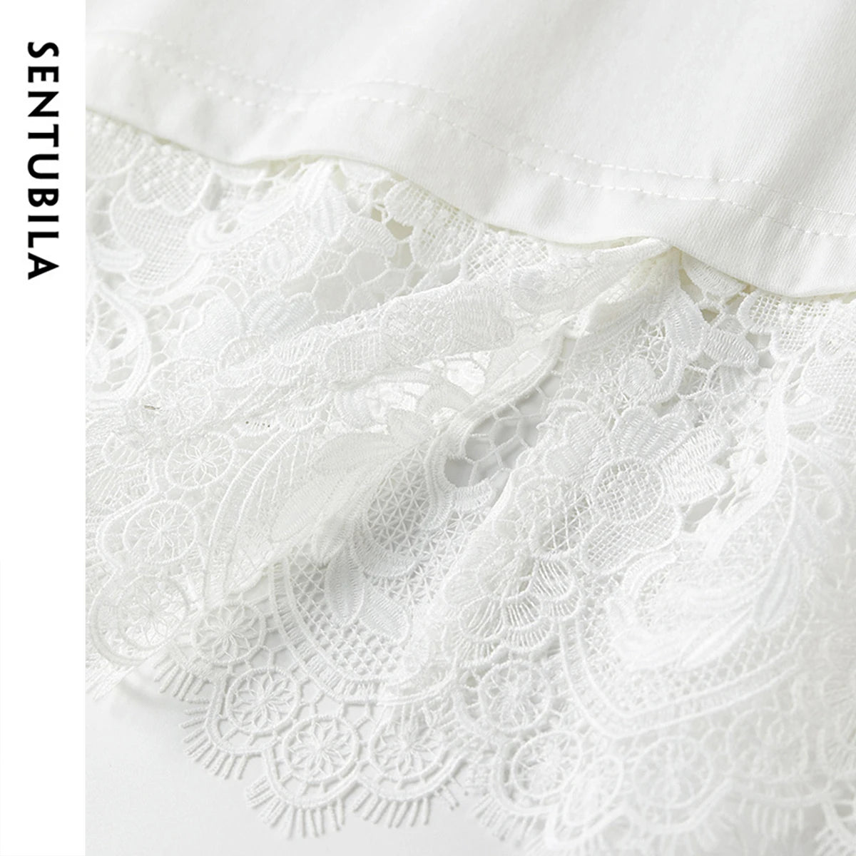 Lace Slit Loose Fit O Neck T-shirt & Tee