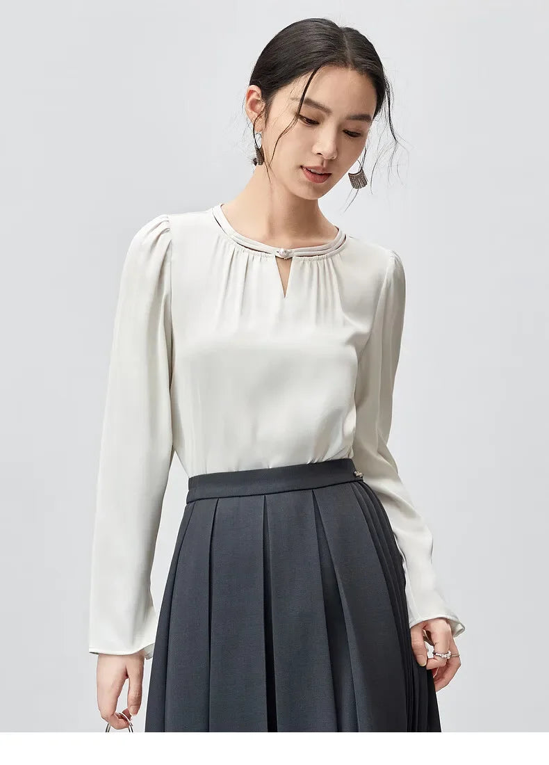Hollow Out Flare Sleeve O Neck Blouse & Shirt