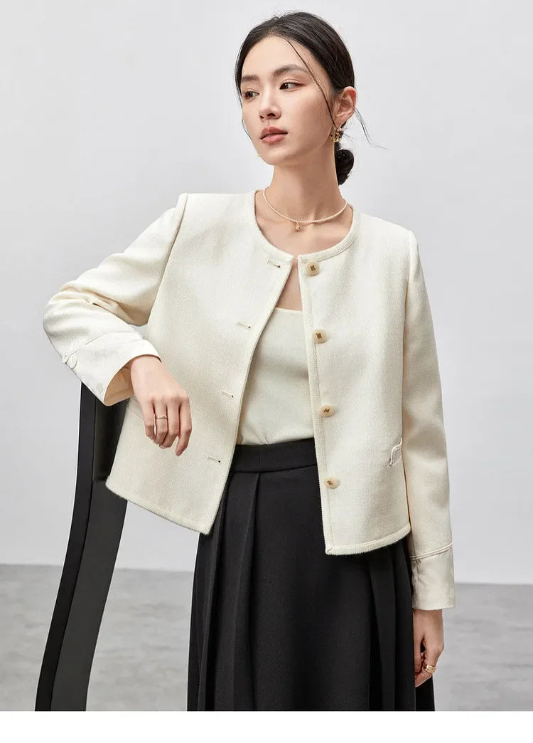 Elegant Round Neck Short Coat