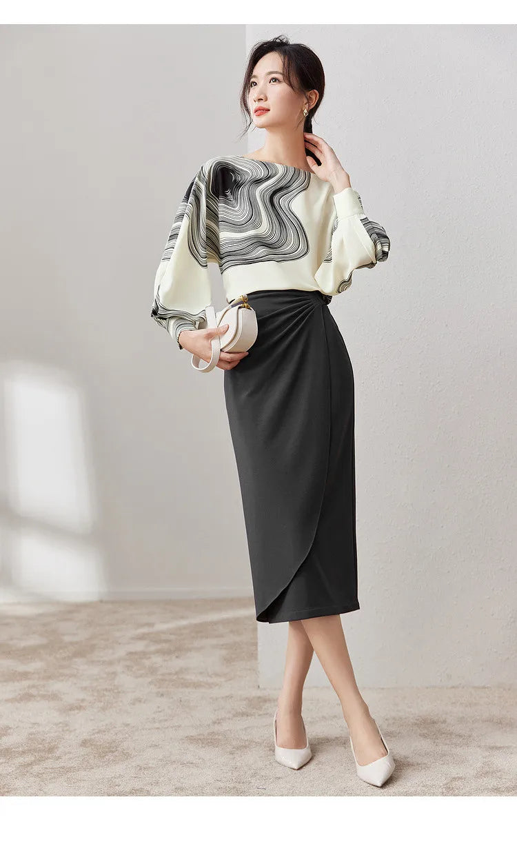 Chic Loose Long Sleeve Chiffon Blouse & Top