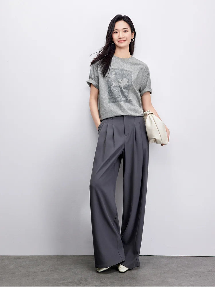 Cozy Round Neck Short Sleeve Loose Fit T-shirt