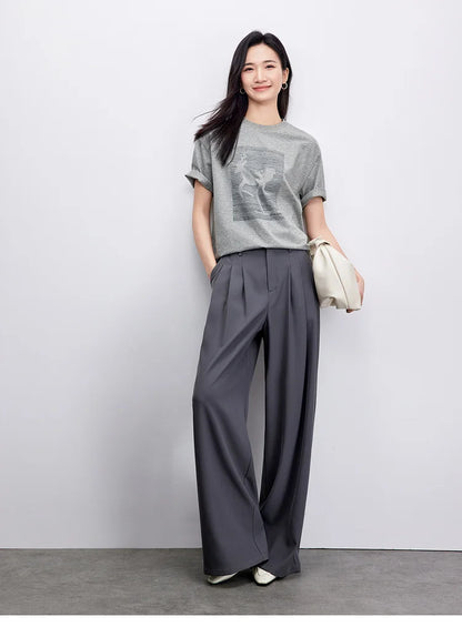 Cozy Round Neck Short Sleeve Loose Fit T-shirt