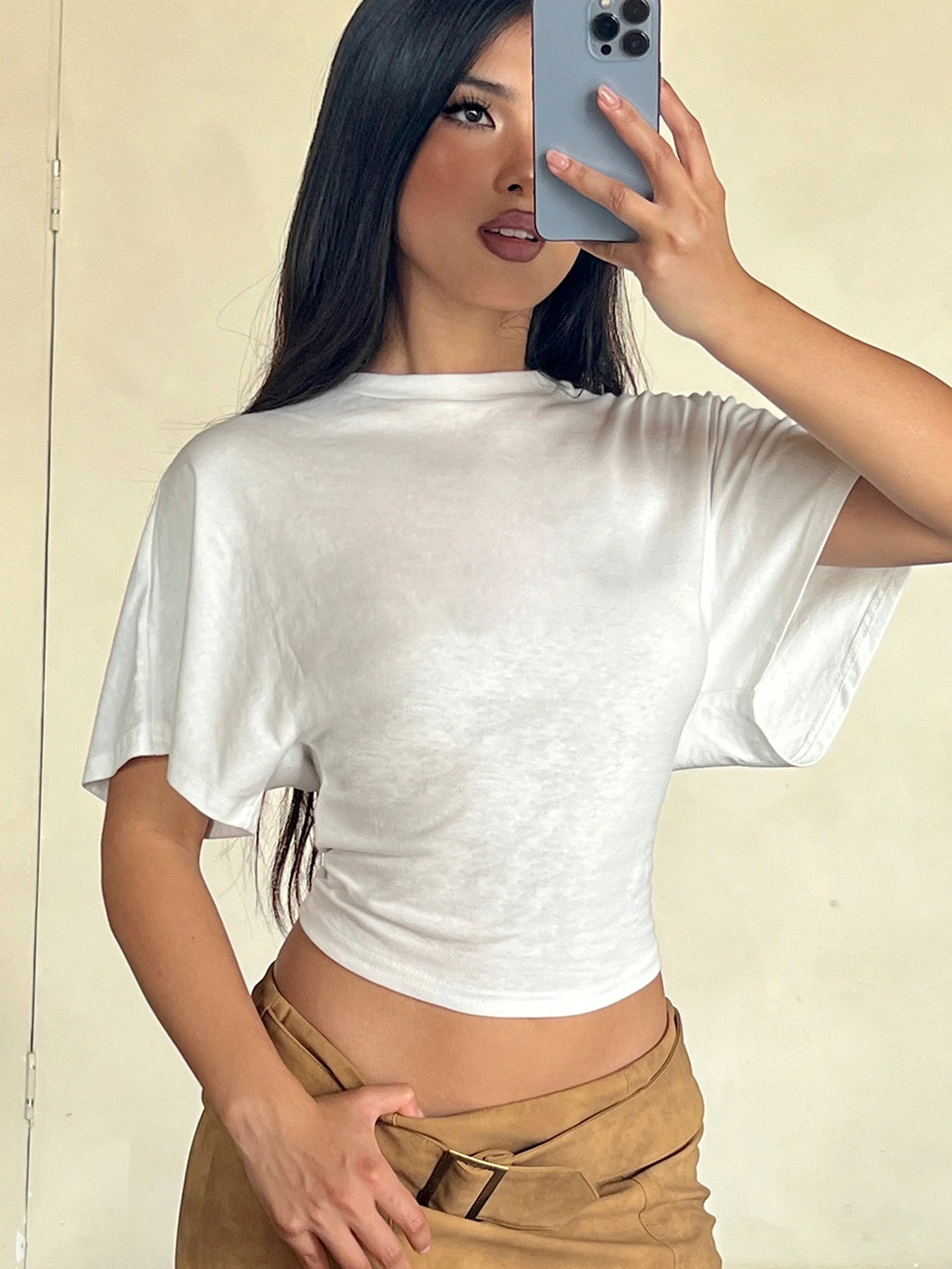 Elegant Casual Solid Folded O-Neck Short Sleeve Tee