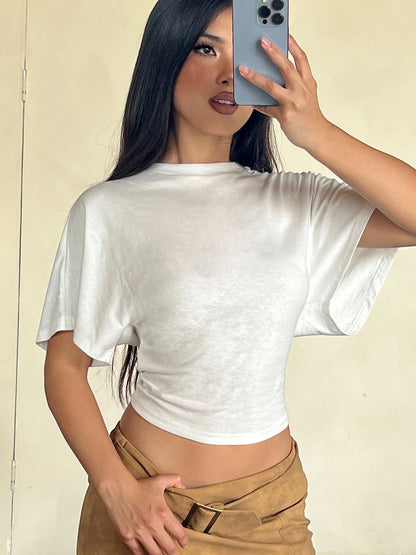 Elegant Casual Solid Folded O-Neck Short Sleeve Tee