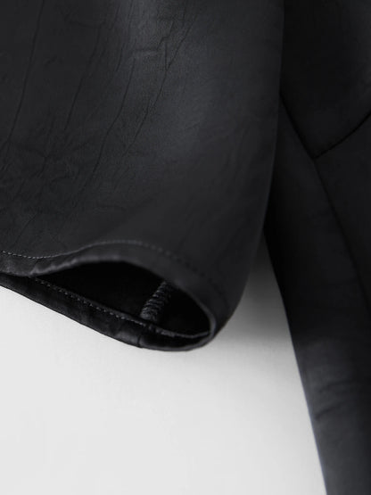 Textured Black Blouse & Slimming Silhouette Top