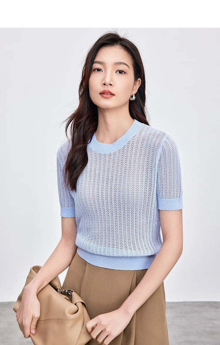 Striped Loose Fit Contrast Color Knit Top