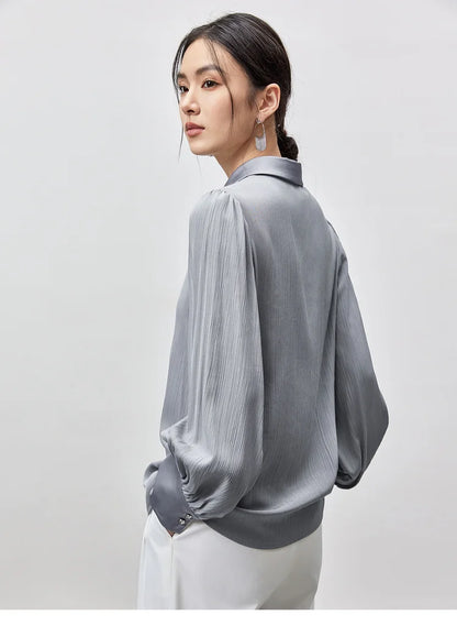 Solid Casual Straight Metal Button Blouse & Shirt