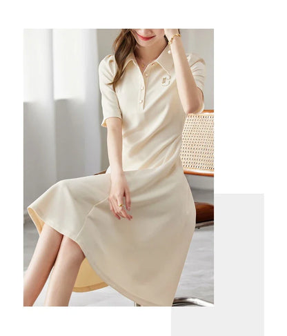 Polo Collar Casual Letter T-Shirt Dress