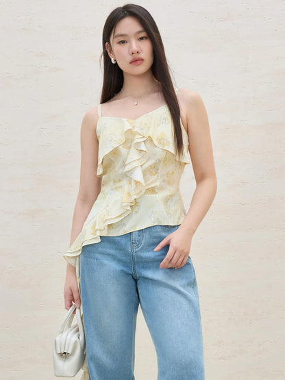 Floral Ruffled Top & Skirt Two-piece Set