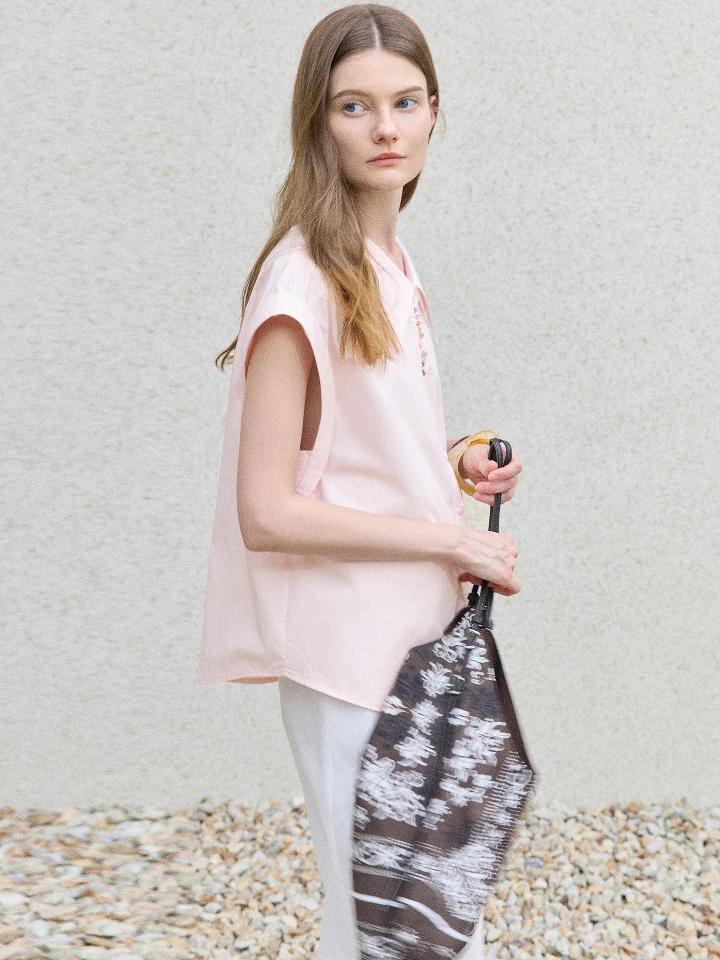 Slim Pink Minimalist Button-Up Shirt & All-Match Top