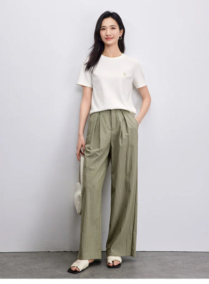 Embroidered Cotton Round Neck T-shirt & Casual Top