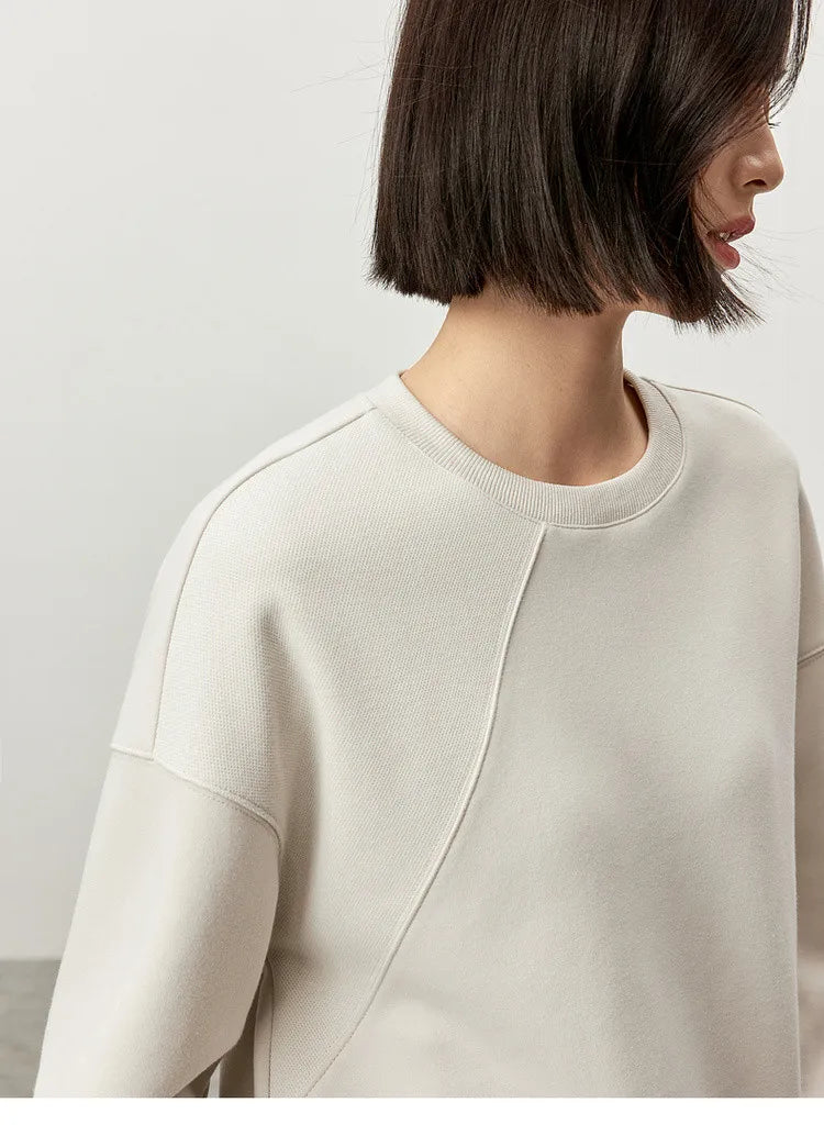 Irregular Drop Long Sleeve Cotton Knit Pullover