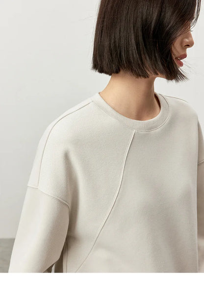 Irregular Drop Long Sleeve Cotton Knit Pullover