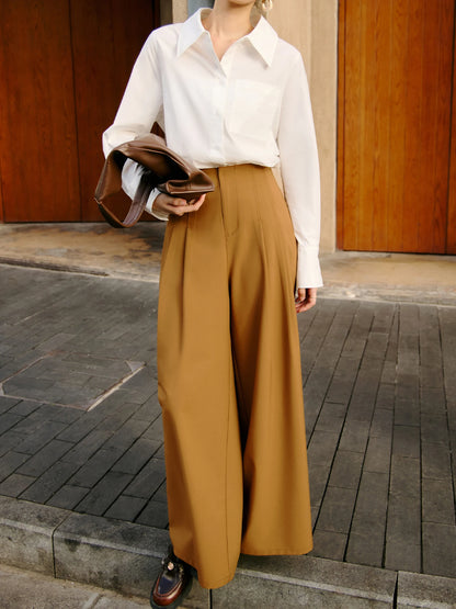 Polo Neck Long Sleeve Blouse & Pocket Detail Shirt