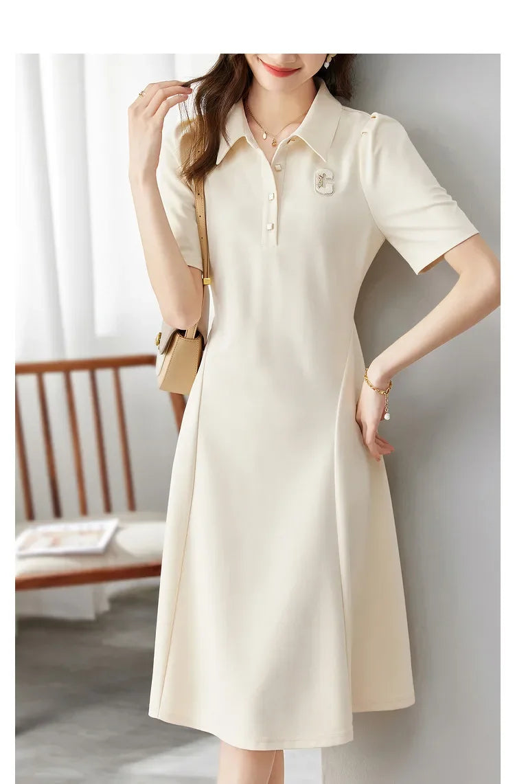 Polo Collar Casual Letter T-Shirt Dress
