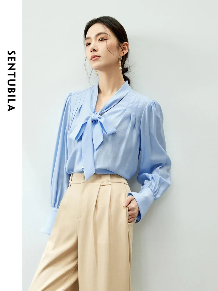 Bow Chiffon Blouse & Camisole Set