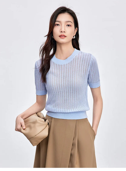 Striped Loose Fit Contrast Color Knit Top