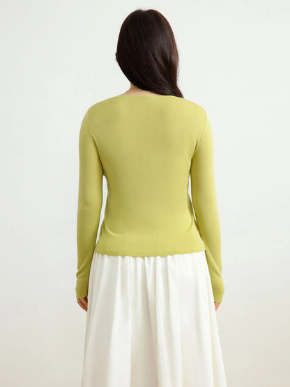 Contrast Color Knitted Pullover & Inner Top