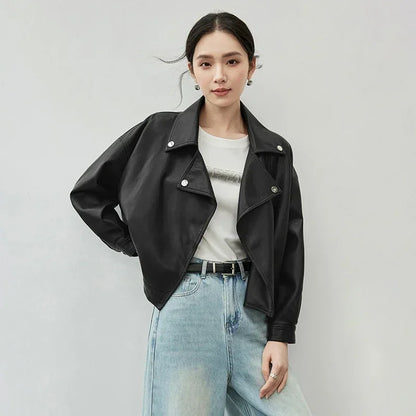 Solid Pu Faux Leather Short Jacket & Outerwear
