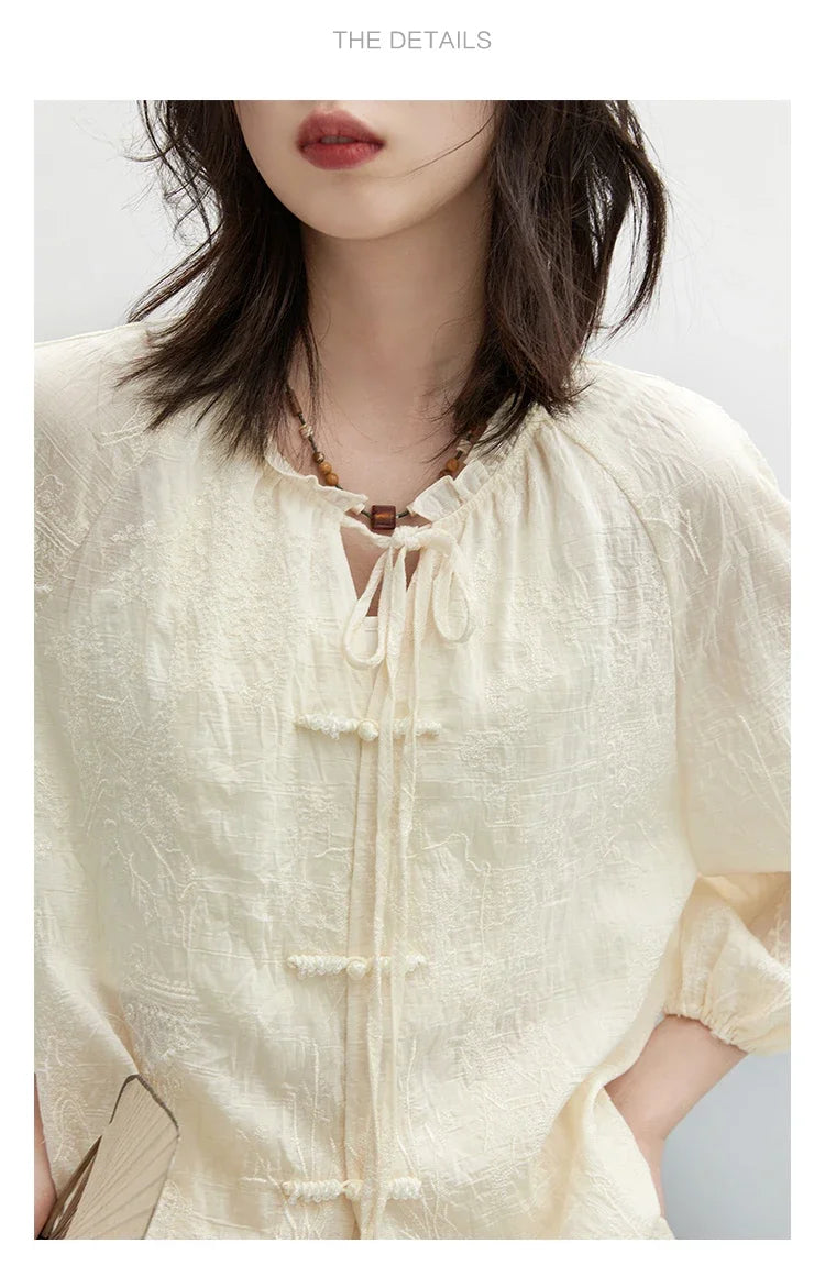 Discover the stunning Embroidered Chinese Blouse & Shorts Set, a perfect blend of traditional artistry and modern style. This elegant outfit features intricate Chinese embroidery on soft, breathable fabric, ensuring comfort on warm days. With a relaxed fit that flatters all